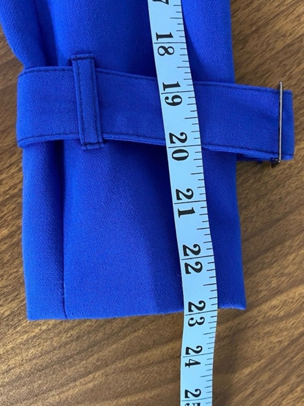 Cobalt Blue Belted Trench Coat with Asymmetric Zip by Insight - Picture 7 of 9